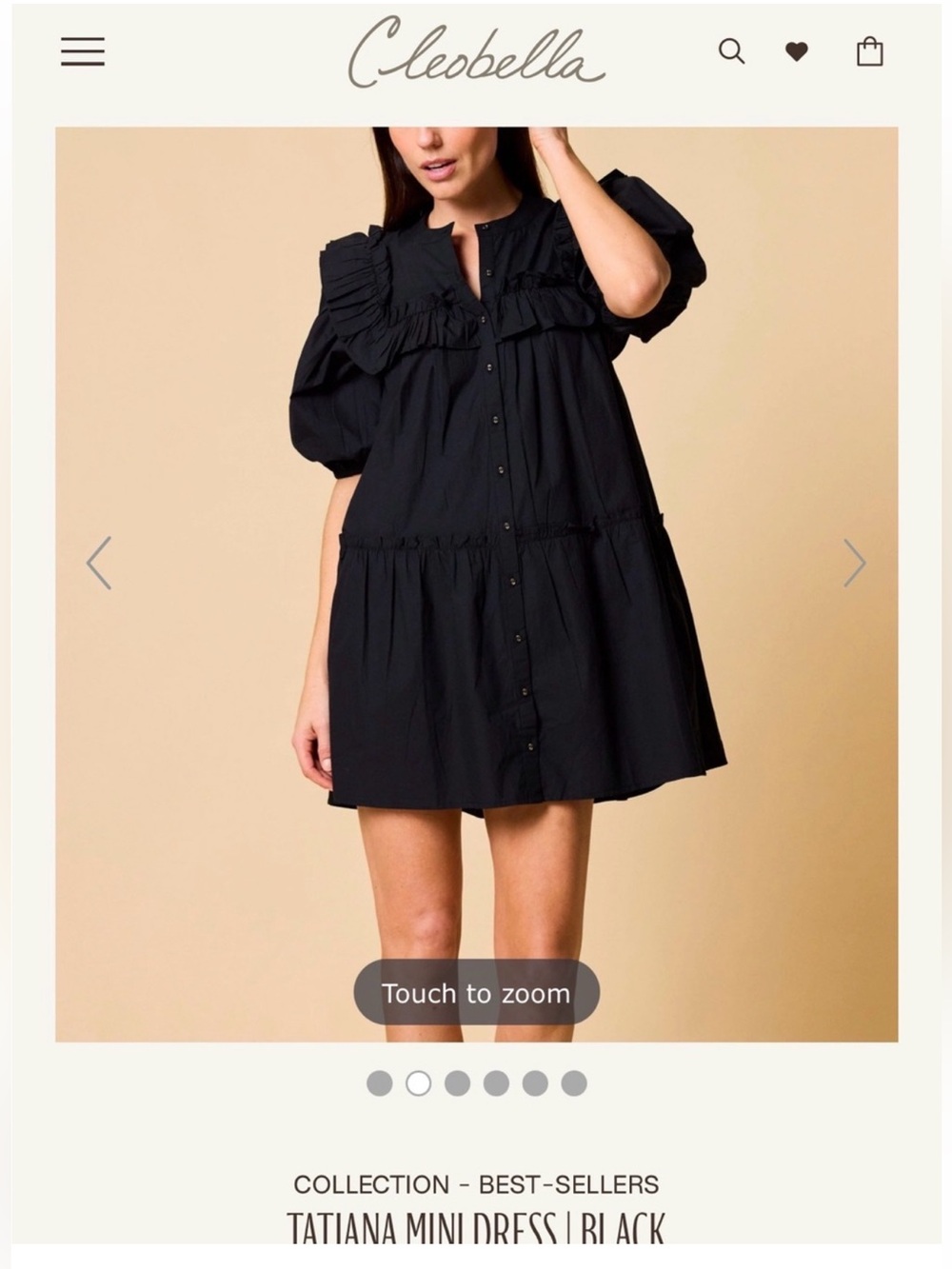 Cleobella Black Tatiana Tiered Mini Dress black- EUC